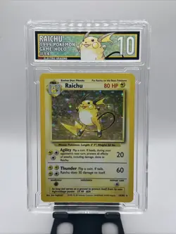 Pokemon Raichu 14/102 Unlimited Base Set Holo 1999 EGC 10 - Image 1