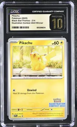 POKEMON CGC PRISTINE 10 PIKACHU ILLUSTRATION CONTEST WINNER 2024 #214 PROMO - Image 1