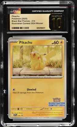 POKEMON CGC PRISTINE 10 PIKACHU ILLUSTRATION CONTEST WINNER 2024 #214 PROMO - Image 1