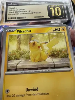 POKEMON CGC PRISTINE 10 PIKACHU ILLUSTRATION CONTEST WINNER 2024 #214 PROMO - Image 5