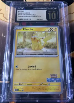 POKEMON CGC PRISTINE 10 PIKACHU ILLUSTRATION CONTEST WINNER 2024 #214 PROMO - Image 1