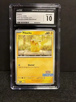 POKEMON CGC PRISTINE 10 PIKACHU ILLUSTRATION CONTEST WINNER 2024 #214 PROMO - Image 1