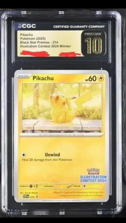 POKEMON CGC PRISTINE 10 PIKACHU ILLUSTRATION CONTEST WINNER 2024 #214 PROMO - Image 1