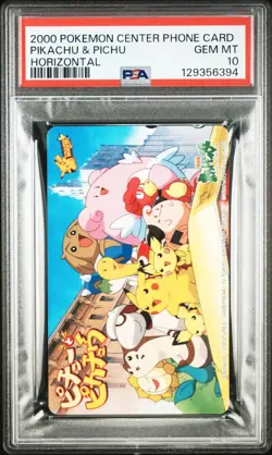 PSA 10 2000 POKEMON CENTER PHONE CARD PIKACHU & PICHU HORIZONTAL - Image 1
