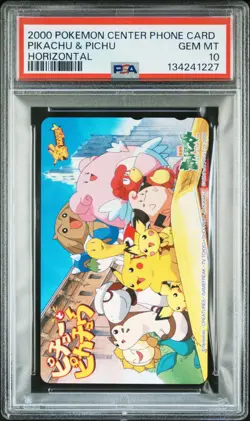 PSA 10 *2025 CERT* 2000 POKEMON CENTER PHONE CARD PIKACHU & PICHU HORIZONTAL - Image 1
