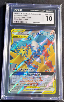 2019 Pokemon Hidden Fates 66/68 Moltres & Zapdos & Articuno Gx Holo CGC 10 - Image 1