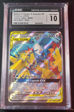 2019 Pokemon Hidden Fates 66/68 Moltres & Zapdos & Articuno Gx Holo CGC 10 - Image 1