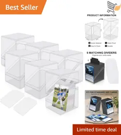 Card Deck Cases Acrylic 6 Pack Storage Box Holds 100+ Cards with Dividers - Image 1