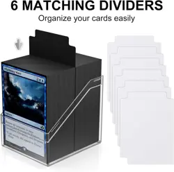 Card Deck Cases Acrylic 6 Pack Storage Box Holds 100+ Cards with Dividers - Image 5
