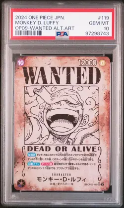 WANTED Alt Art Monkey D. Luffy One Piece OP09 Emperors/New World Japanese PSA 10 - Image 1