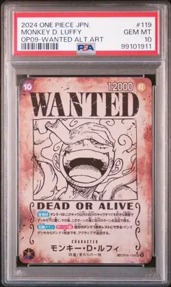 WANTED Alt Art Monkey D. Luffy One Piece OP09 Emperors/New World Japanese PSA 10 - Image 1