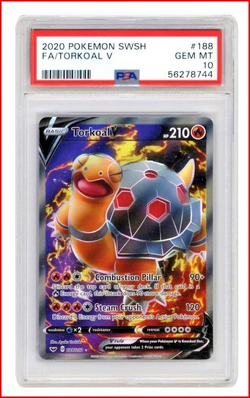 2020 Pokemon Torkoal V 188/202 SWSH01: Sword & Shield Base Set Ultra Rare PSA 10 - Image 1