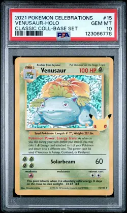 2021 POKEMON CELEBRATIONS CLASSIC COLL #15 VENUSAUR-HOLO PSA 10 - Image 1