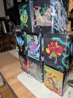 2025 POKEMON TRADING CARD GAME TCG STACK EM HIGH STACKING TIN Q1 SEALED LOT OF 8 - Image 1