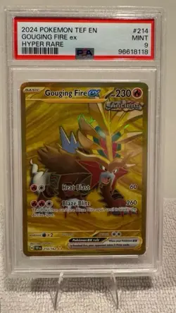 Pokemon Gouging Fire ex Hyper Rare Holo SV05: Temporal Forces 214/162 PSA 9 2024 - Image 1