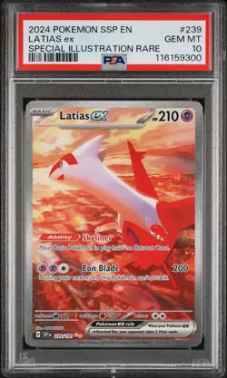 2024 POKEMON SSP EN-SURGING SPARKS SPECIAL ILLUSTRATION RARE LATIAS EX PSA 10 - Image 1