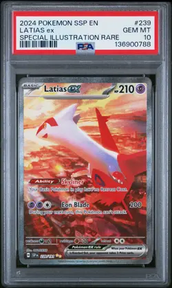 2024 POKEMON SSP EN-SURGING SPARKS SPECIAL ILLUSTRATION RARE LATIAS EX PSA 10 - Image 1