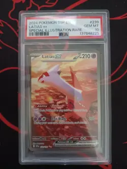 2024 POKEMON SSP EN-SURGING SPARKS SPECIAL ILLUSTRATION RARE LATIAS EX PSA 10 - Image 1