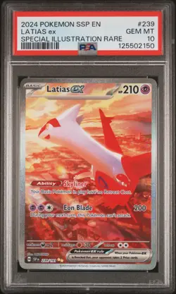 2024 POKEMON SSP EN-SURGING SPARKS SPECIAL ILLUSTRATION RARE LATIAS EX PSA 10 - Image 1