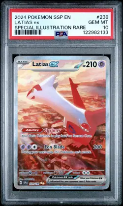 2024 POKEMON SSP EN-SURGING SPARKS SPECIAL ILLUSTRATION RARE LATIAS EX PSA 10 - Image 1
