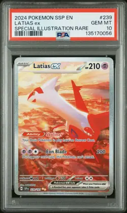 2024 POKEMON SSP EN-SURGING SPARKS SPECIAL ILLUSTRATION RARE LATIAS EX PSA 10 - Image 1