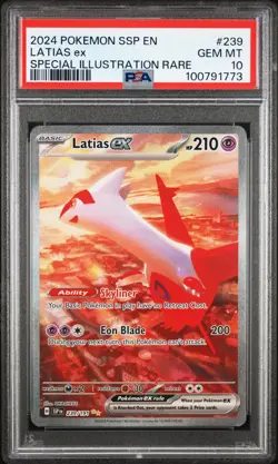 2024 POKEMON SSP EN-SURGING SPARKS SPECIAL ILLUSTRATION RARE LATIAS EX PSA 10 - Image 1