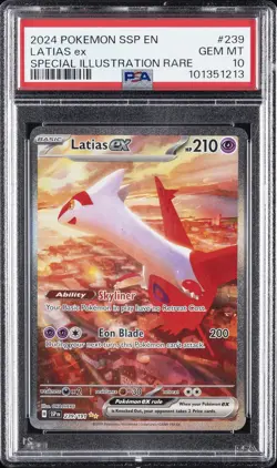 2024 POKEMON SSP EN-SURGING SPARKS SPECIAL ILLUSTRATION RARE LATIAS EX PSA 10 - Image 1