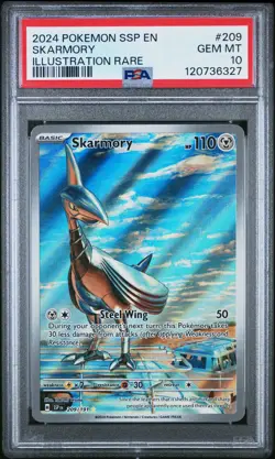2024 POKEMON SSP EN-SURGING SPARKS ILLUSTRATION RARE #209 SKARMORY PSA 10 - Image 1
