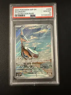 2024 Pokemon SV Surging Sparks SSP en Skarmory #209/191 PSA 10 Illustration Rare - Image 1