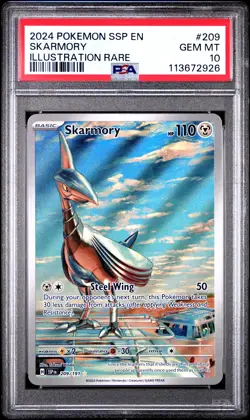 2024 POKEMON SSP EN-SURGING SPARKS ILLUSTRATION RARE #209 SKARMORY PSA 10 - Image 1