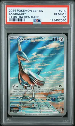 2024 POKEMON SSP EN-SURGING SPARKS ILLUSTRATION RARE #209 SKARMORY PSA 10 - Image 1