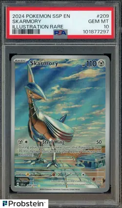 2024 Pokemon SSP EN Surging Sparks Illustration Rare #209 Skarmory PSA 10 - Image 1