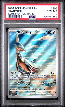 2024 POKEMON SSP EN-SURGING SPARKS ILLUSTRATION RARE #209 SKARMORY PSA 10 - Image 1