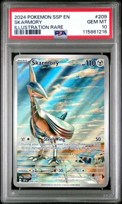2024 POKEMON SSP EN-SURGING SPARKS ILLUSTRATION RARE #209 SKARMORY PSA 10 - Image 1