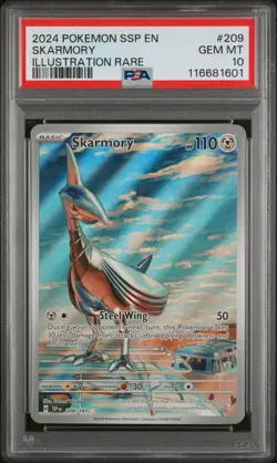 PSA 10 2024 POKEMON SSP EN-SURGING SPARKS ILLUSTRATION RARE #209 SKARMORY - Image 1