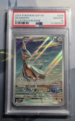 2024 POKEMON SSP EN-SURGING SPARKS ILLUSTRATION RARE #209 SKARMORY PSA 10 - Image 1