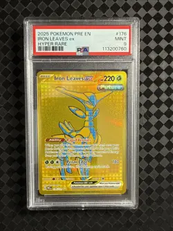 2025 Pokemon Pre En-Prismatic Evolution Hyper Rare #176 Iron Leaves Ex PSA 9 - Image 1