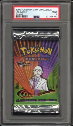 BLAINE GYM CHALLENGE UNLIMITED BOOSTER PACK PSA 9 MINT SEALED Pokemon TCG 2000 - Image 2