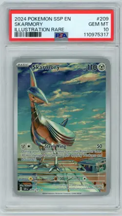 2024 POKEMON SSP EN-SURGING SPARKS ILLUSTRATION RARE #209 SKARMORY PSA 10 - Image 1