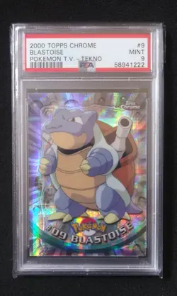 2000 TOPPS CHROME POKEMON #9 BLASTOISE TEKNO PSA 9 - Image 1