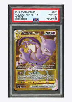 Pokemon PSA 10 Mewtwo VSTAR Secret Rare 2022 086/078 Pokemon GO English - Image 1