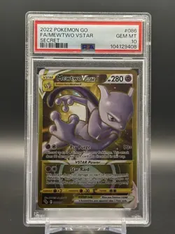 PSA 10 MEWTWO VSTAR GOLD SECRET RARE - POKEMON GO - GEM MINT #086/078 - Image 1
