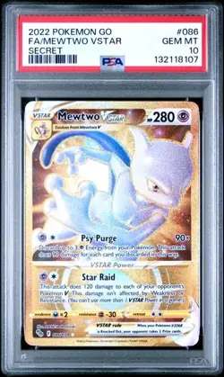 GRADED PSA 10 Mewtwo VSTAR (Secret) 086/078 Pokemon GO Holo - Image 1
