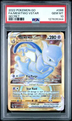 Pokemon Go Mewtwo VSTAR Holo TCG Card 086/078 PSA 10 Gem Mint - Image 1