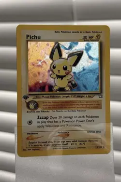 Pokemon TCG Neo Genesis Pichu Holo Rare 1st Edition 12/111 SWIRL, Gradeable! - Image 1