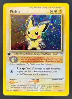 2000 Pokemon Neo Genesis 1st Edition Pichu Holo #12/111 - Image 1