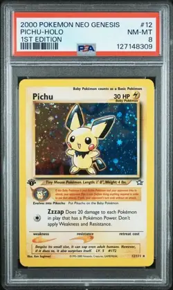 2000 POKEMON NEO GENESIS PICHU HOLO 1ST EDITION PSA 8 NM-MT #12/111 G14 - Image 1