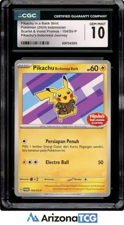 2024 Pikachu In A Batik Shirt 154/SV-P Promo Indonesian Journey GEM MINT CGC 10 - Image 1