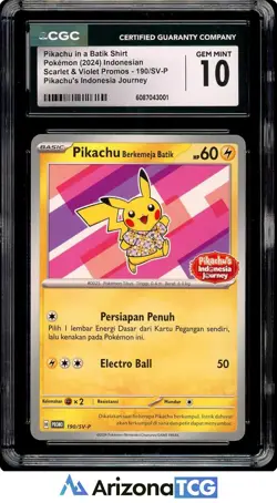 2024 Pikachu In A Batik Shirt 190/SV-P Promo Indonesian Journey GEM MINT CGC 10 - Image 1