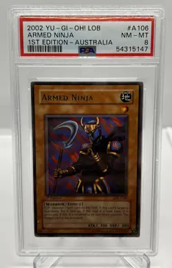 PSA 10 - Yu-Gi-Oh Card - LOB-106 - ARMED NINJA (rare) *1st Edition* - GEM MINT - Image 1